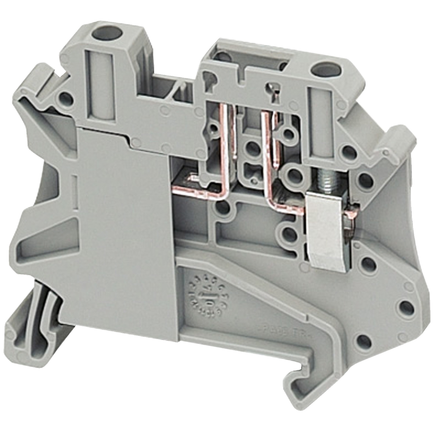 Terminal block, spring type, basic disconnect terminal, 2 points, 4mm, grey