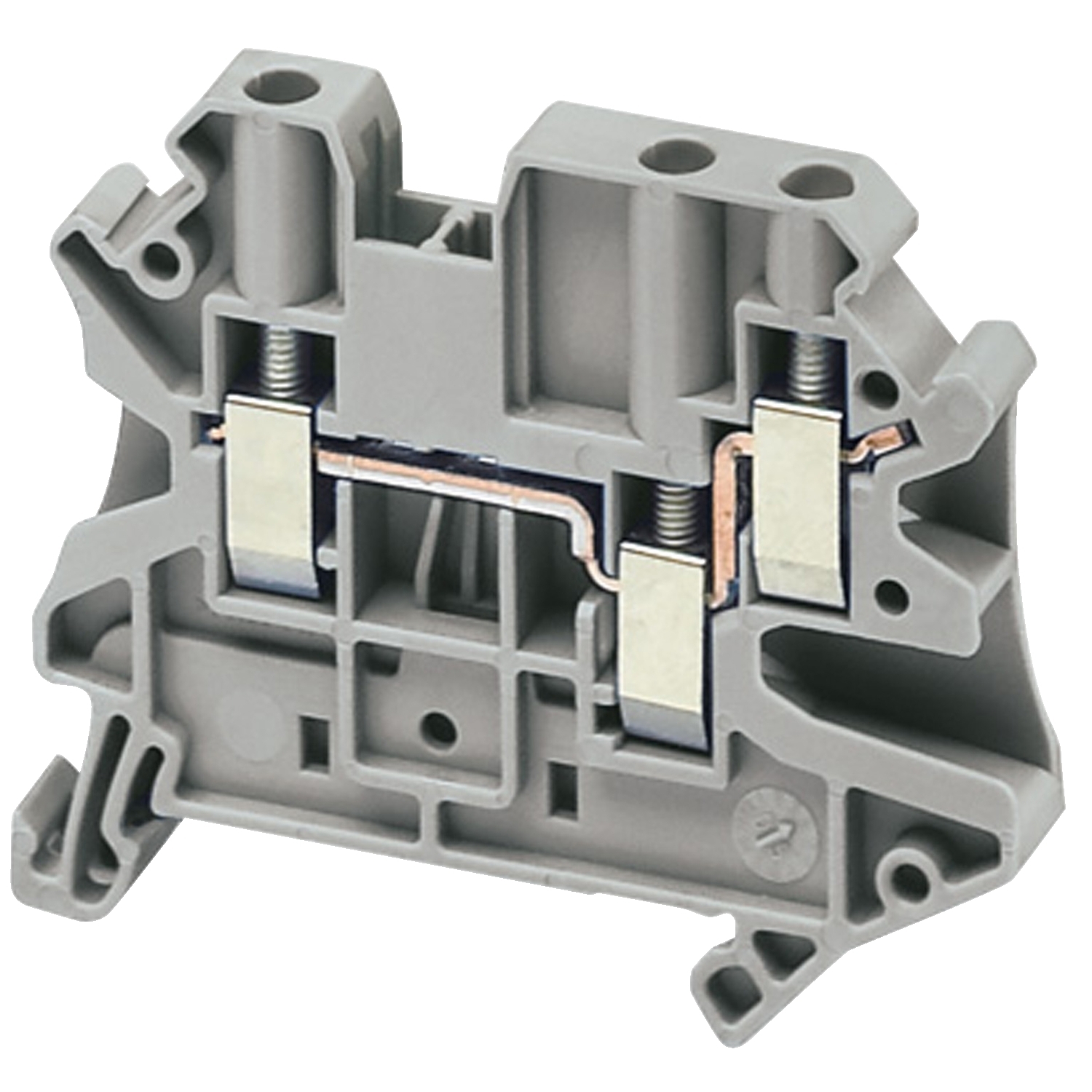 Terminal Blocks, Linergy, feed through, 30A, 150V, screw termination, 3 points, 26AWG to 10AWG, grey