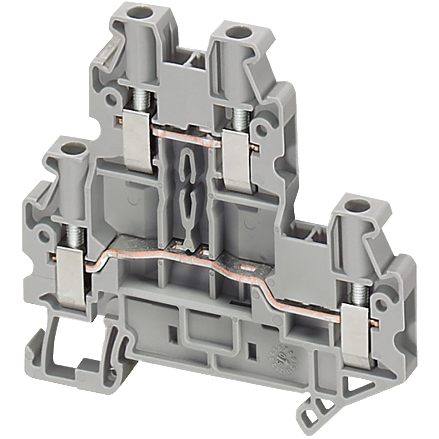 Terminal block, Linergy TR, grey, 4mm, double level, 4 points, set of 10