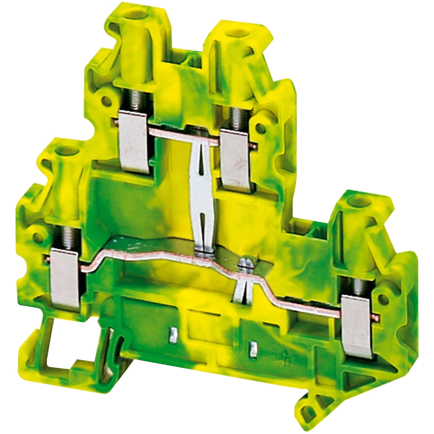 Terminal block, Linergy TR, green-yellow, 4mm2, 2 level connt, protective earth, 4 points, Set of 50