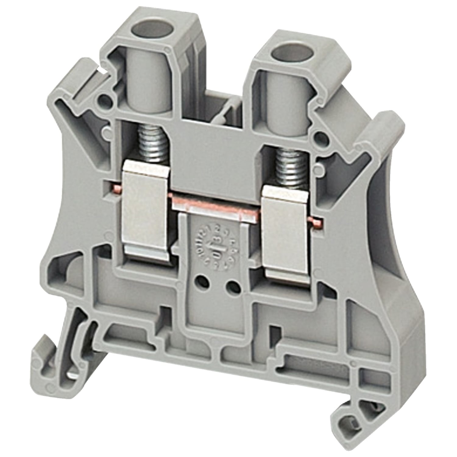 Terminal Block, Feed Through, Series: TRV, 600/690/1000 VAC, 41 A, 0.39 in Wire Strip Length, Screw Terminal, 6 sq-mm Terminal, 1.5 to 1.8 N-m Torque, Clip Mounting, Terminal Screw Connection, -40 to 130 deg C, Polyamide 6.6, Gray, 1.8 in L x 0.32 in W x 1.87 in H Dimensions