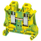 Linergy Protective Earth Terminal Block, Clip-On Mount, 2 Points, 4mm, Green/Yellow