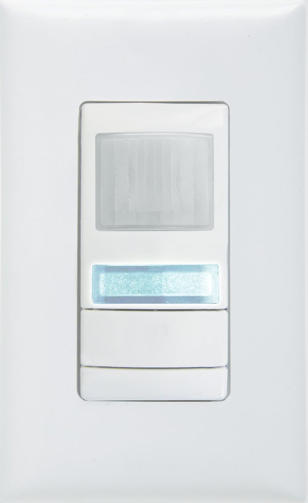 nLight wall switch sensor, Dual Technology, Low Voltage, Occupancy controlled dimming without dimming output, White, SKU - 218HT3