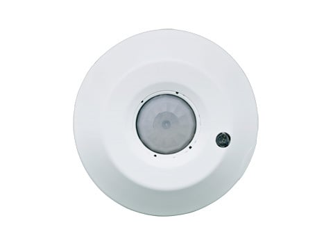 Passive Infrared Occupancy Sensor. Dual Relay. Line Voltage. Ceiling Mount. 450 Sq. Ft Coverage. Self-Adjusting. 360 Degree Pattern. Commercial Grade.  - White