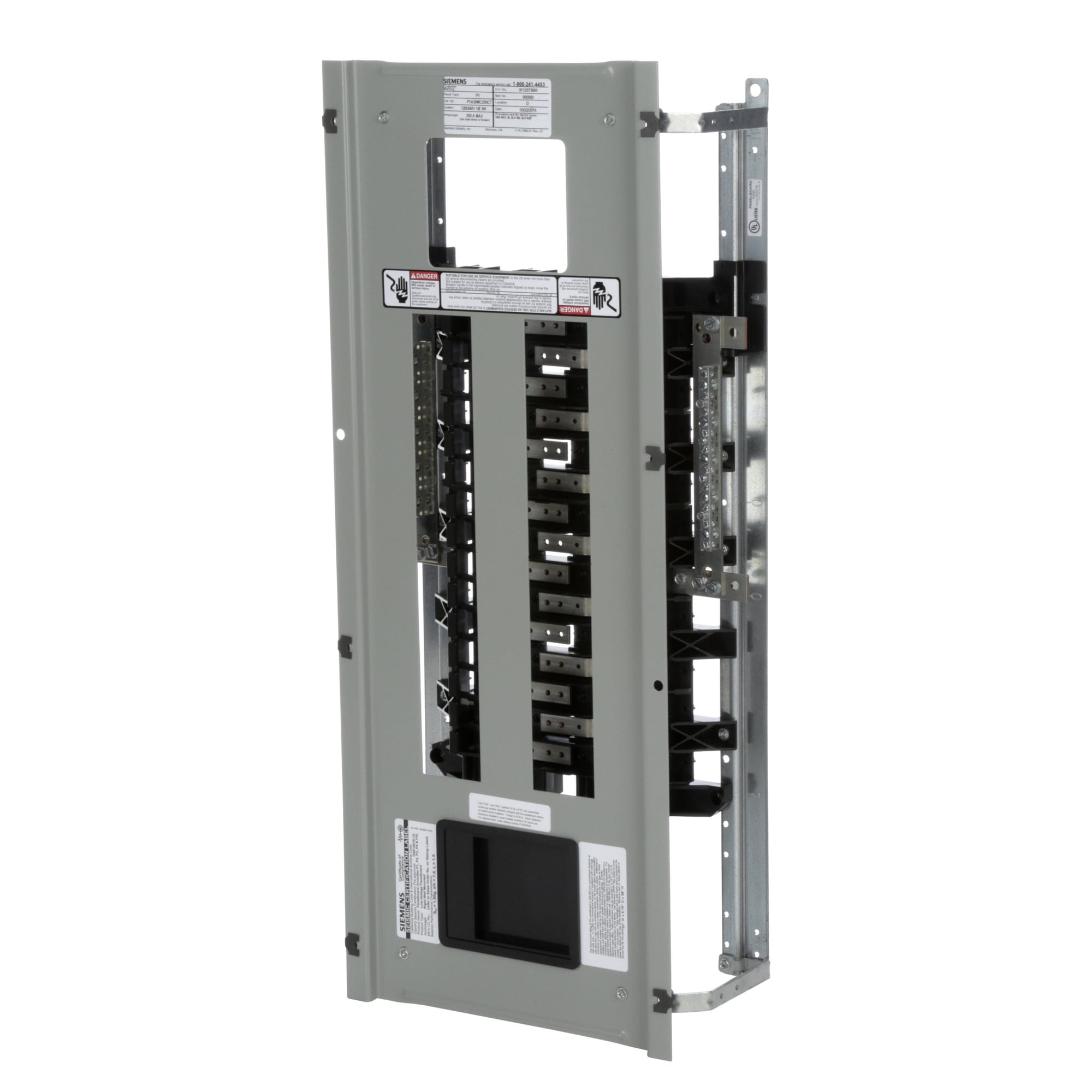  Low Voltage RP1 Unassembled Lighting Panel. Dimensions (H x W x D) IN 38.0 x 20.0 x 5.75. 1-Phase 3-Wire allows 30 circuits user selects Main Device (Lug/Breaker). Rated 120/240V (250A). Special features tin-plated copper main bus,subfeed space included