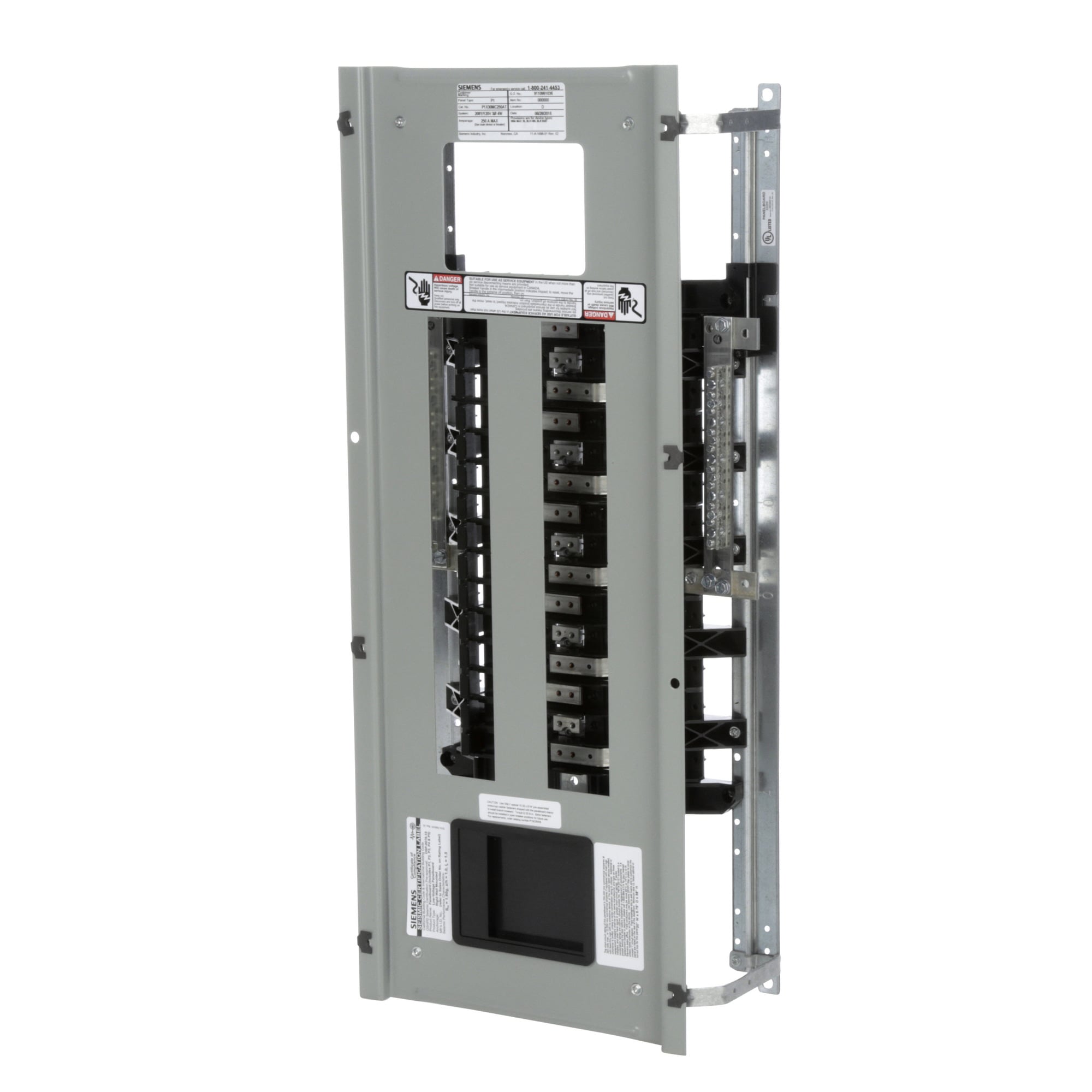  Low Voltage RP1 Unassembled Lighting Panel. Dimensions (H x W x D) IN 38.0 x 20.0 x 5.75. 3-Phase 4-Wire allows 30 circuits user selects Main Device (Lug/Breaker). Rated 208Y/120V (250A). Special features tin-plated aluminum main bus, subfeed space included