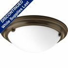 Two-light close-to-ceiling fixture with satin white glass is perfect for residential and commercial applications. Decorative clips to secure glass and eliminate exposed fasteners.