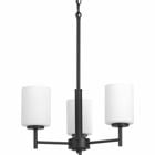 Three-light chandelier from the Replay Collection, smooth forms, linear details and a pleasingly elegant frame enhance a simplified modern look. Arms can be faced up or down. Black finish.
