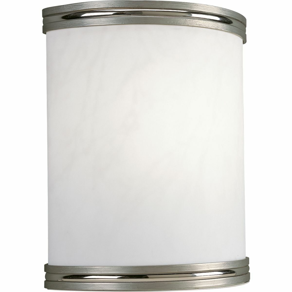 LED Wall Sconce with Alabaster Swirl acrylic diffuser and replaceable LED module in a Brushed Nickel finish.