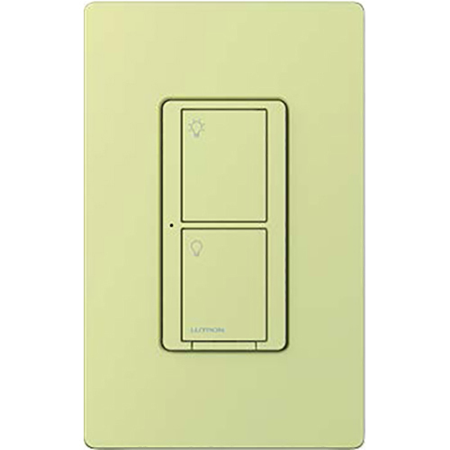 Lutron 5 A 2-button RF switch, uses patented Clear Connect RF Technology, provides switching of multiple load types, occupancy/vacancy sensing, and daylight harvesting,  in ivory