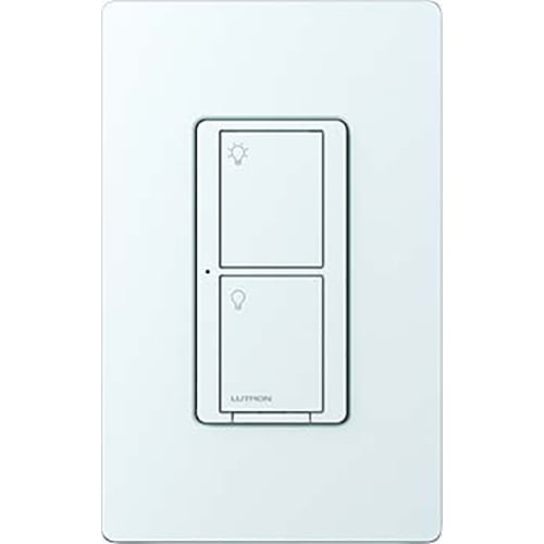 Lutron 5 A 2-button RF switch, uses patented Clear Connect RF Technology, provides switching of multiple load types, occupancy/vacancy sensing, and daylight harvesting in white
