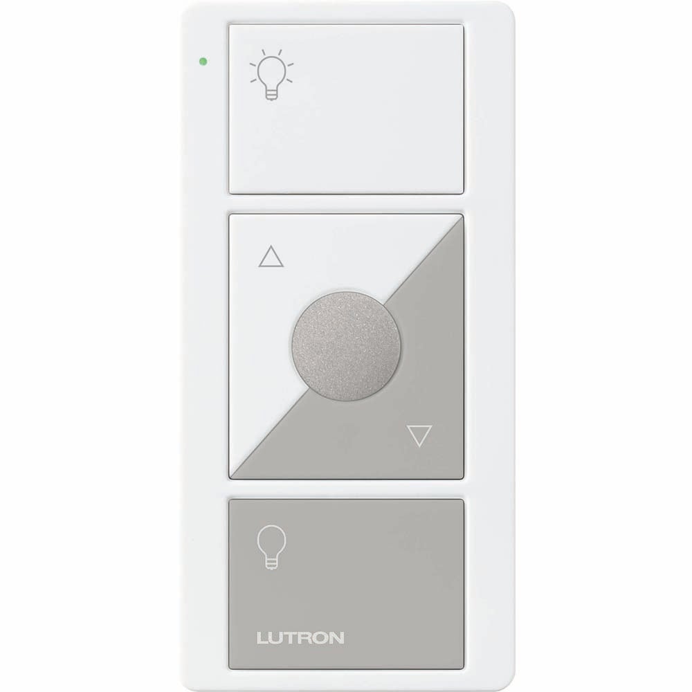Pico Wireless Control, 3-button with raise/lower, light icons, in white/gray