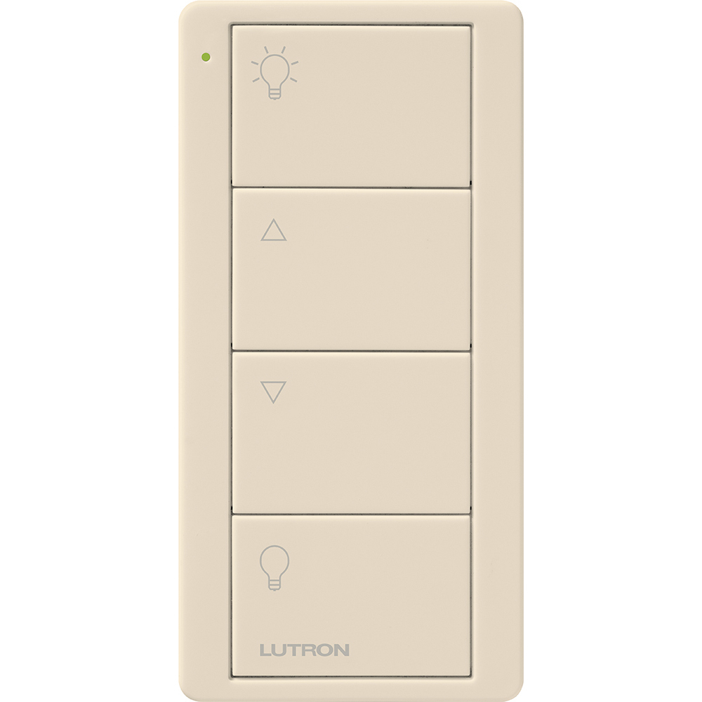 Pico Wireless Control, 4-button, 434 MHz, zone control of lights, standard engraving, in light almond