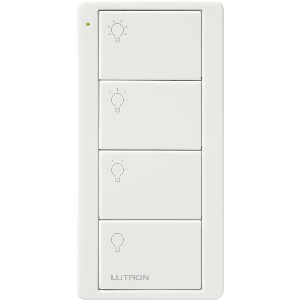 Pico Wireless Control, 4-button, 434 MHz, scene control of lights, standard engraving, in white