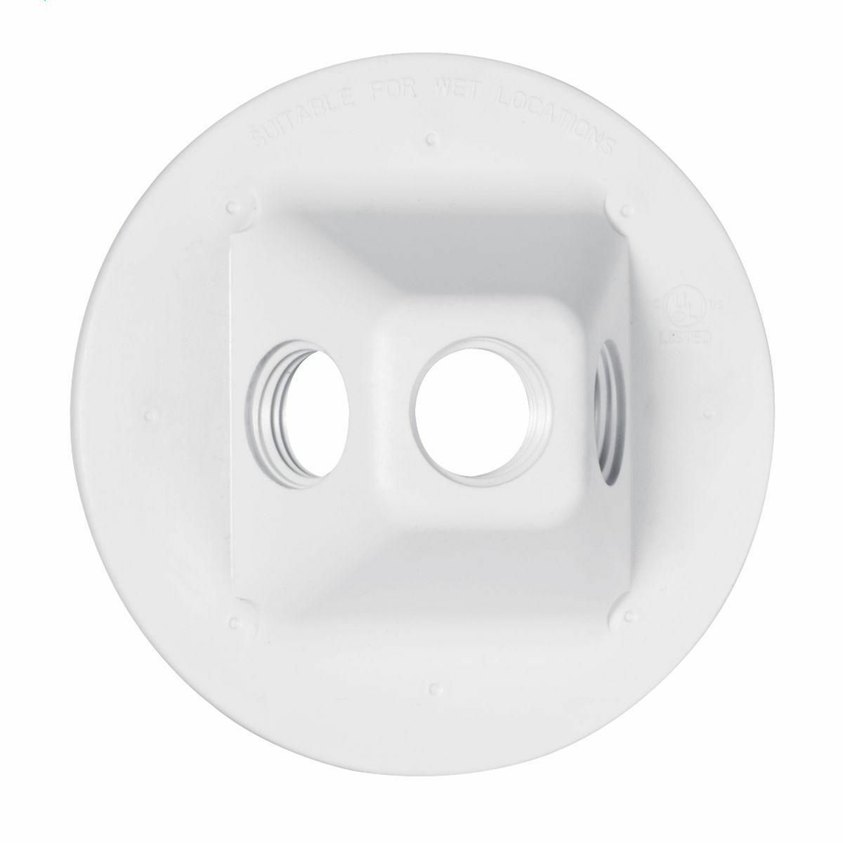 ROUND NM WP CLUSTER COVER (3)1/2 IN. OUTLET WHITE