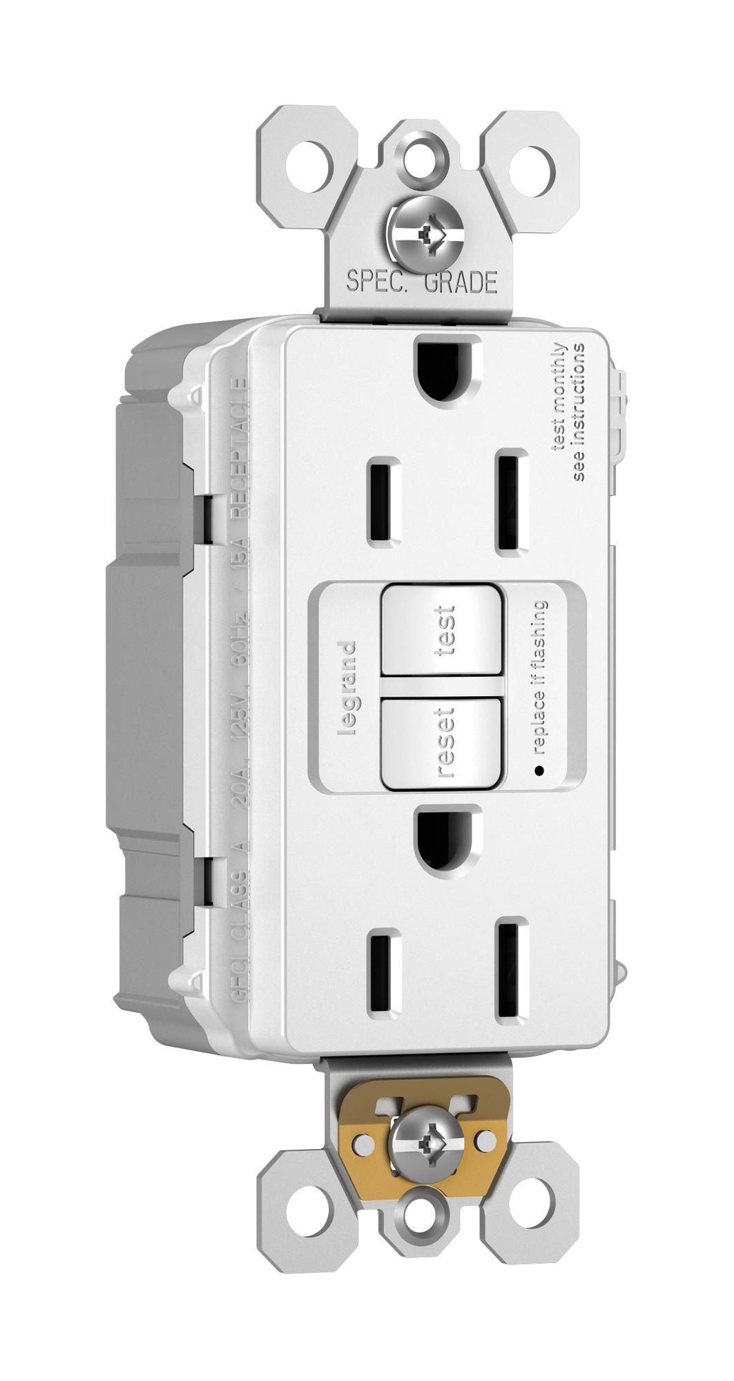 SELF TEST PTAIL GFCI REC TR 15A WH
