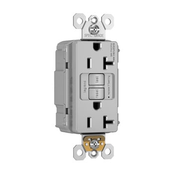 PlugTail Spec-Grade 20A Self-Test Duplex GFCI, Gray PT2097GRY