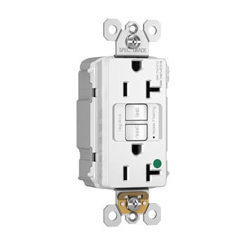 PlugTail Hospital-Grade Tamper-Resistant 20A Self-Test GFCI Receptacle, White PT2097HGTRW