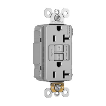 PlugTail Spec-Grade Tamper-Resistant 20A Self-Test Duplex GFCI, Gray PT2097TRGRY