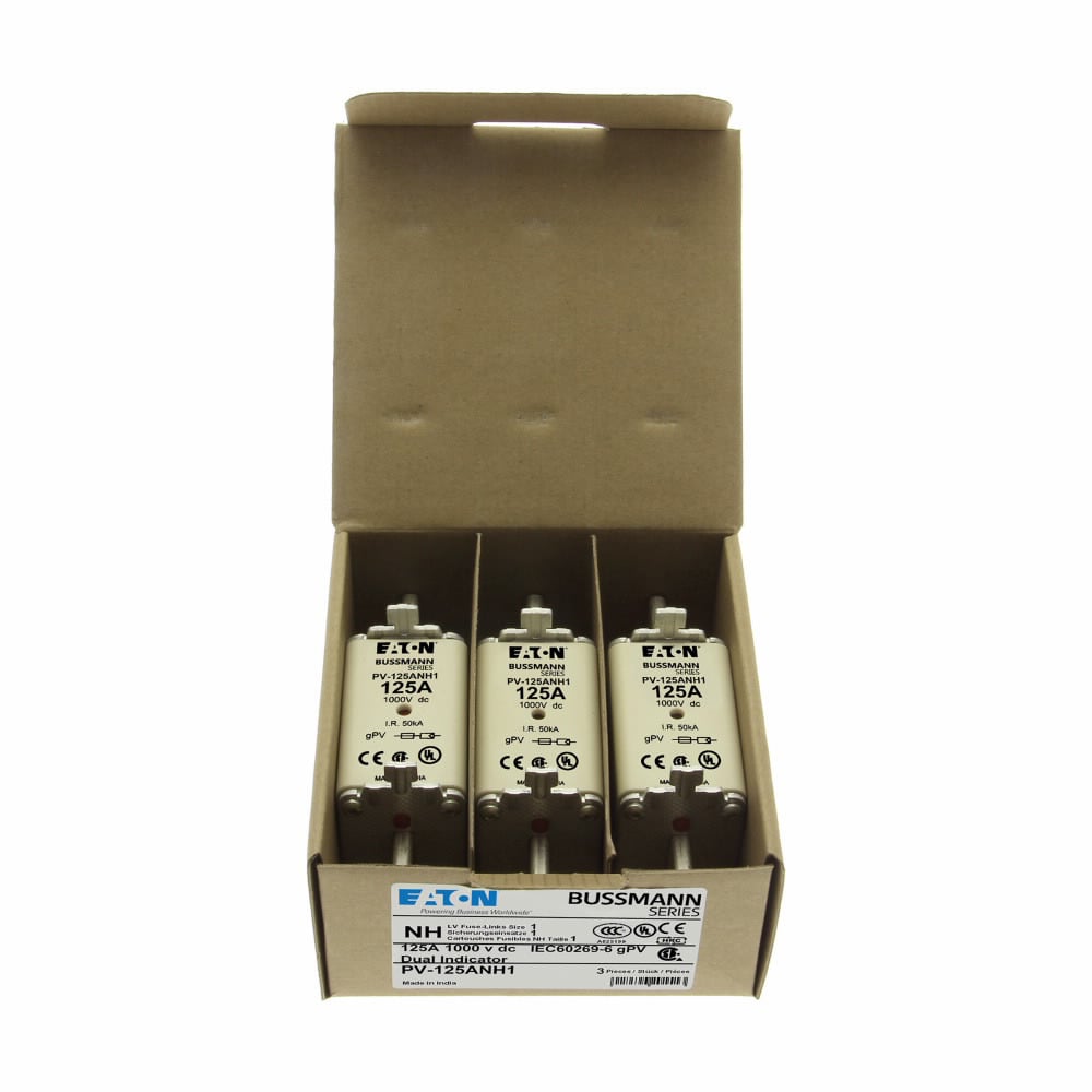 Fuse-link, high speed, 125 A, DC 1000 V, NH1, gPV, UL PV, UL, IEC, dual indicator
