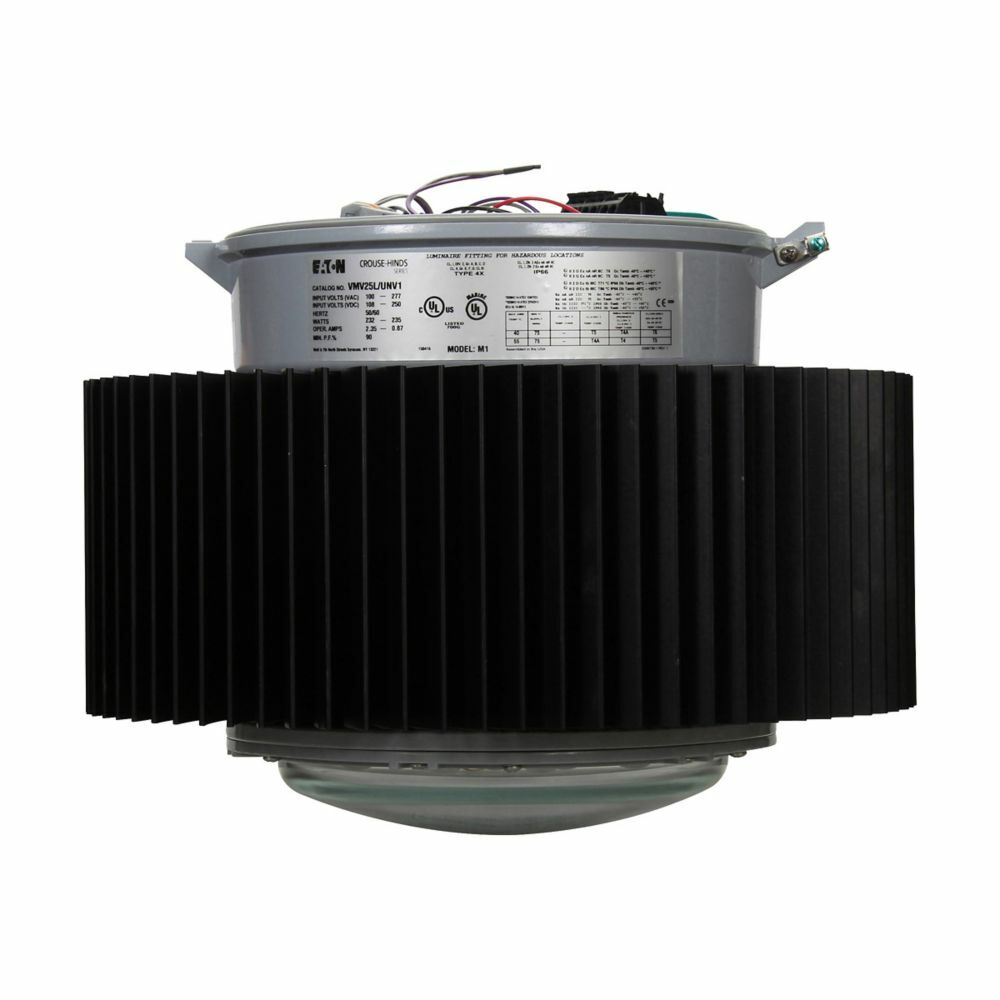 Eaton Crouse-Hinds series Champ Pro PVM LED fixture, Cool white, 750W-1000W HID equiv, No guard, Heat and impact resistant glass lens, 25000 lumens, 114 lm/W, Die cast aluminum, No mounting module, Type V,  347-480 Vac, 263W