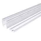 White standard wiring duct, 1 inch wide and 3 inches tall, with a 8 to 12mm slot pitch.
