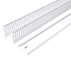 White high density wiring duct, 2.25 inches wide and 2.25 inches tall, with a 4 to 6mm slot pitch.