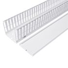 White standard wiring duct, 4 inches wide and 4 inches tall, with a 8 to 12mm slot pitch.