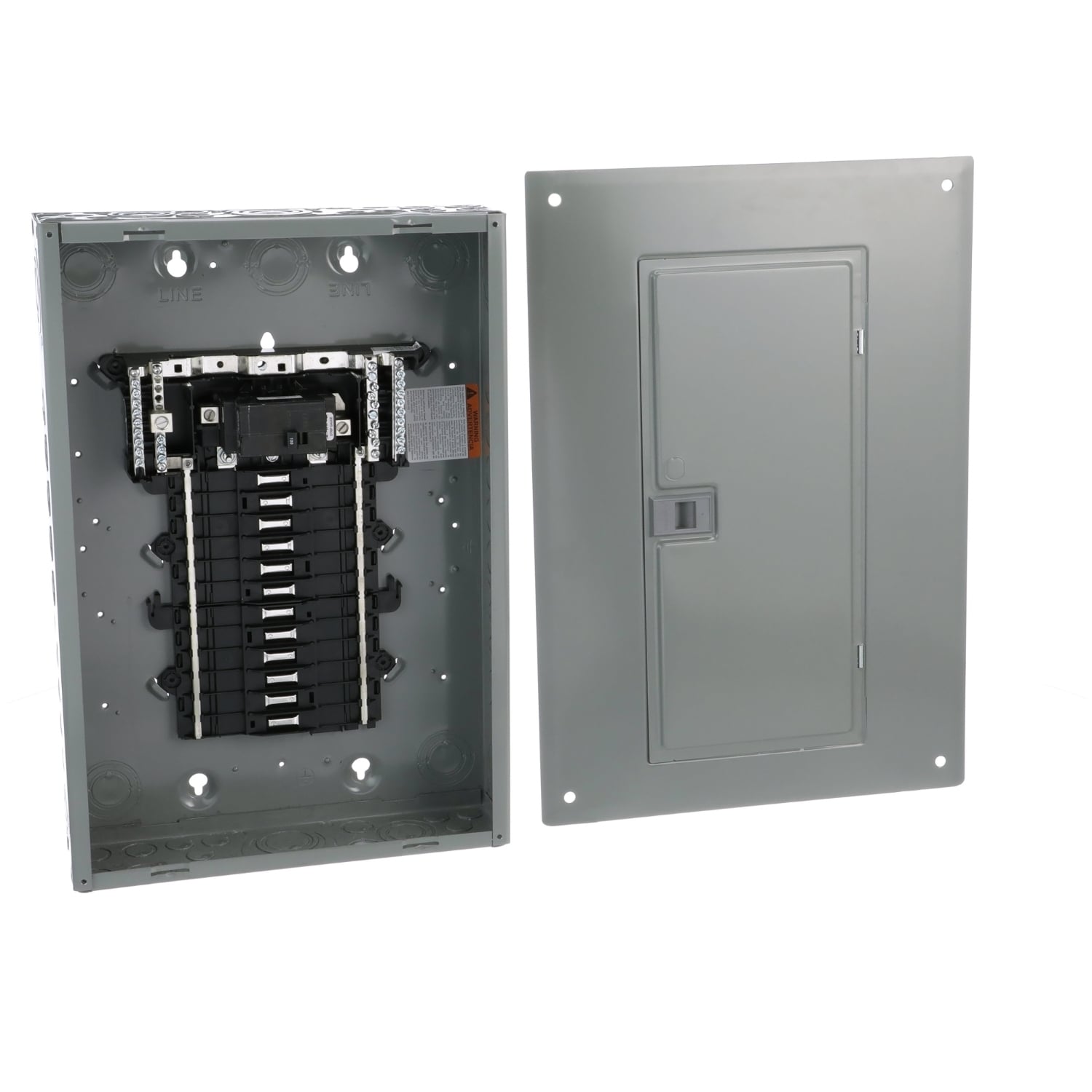 Load center, QO, 1 phase, 24 spaces, 34 circuits, 125A convertible main lugs, PoN, NEMA1, gnd bar, combo cover