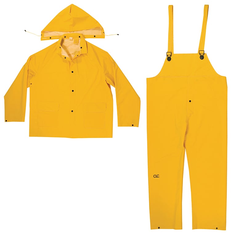 Heavy Duty Yellow Rain Suit, Double Extra Large Size, Polyvinyl Chloride material, Strap closure