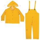 Heavy Duty Yellow Rain Suit, Double Extra Large Size, Polyvinyl Chloride material, Strap closure