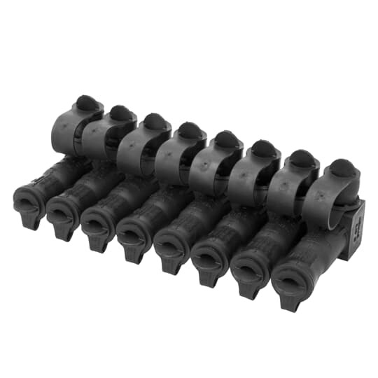 Multi Seal, Aluminum Insulated Bus Connector, #12 - 350 kcmil, Eight Conductor, Dual Rated Aluminum and Copper, 10 pieces.   Cap is attached by Strap.