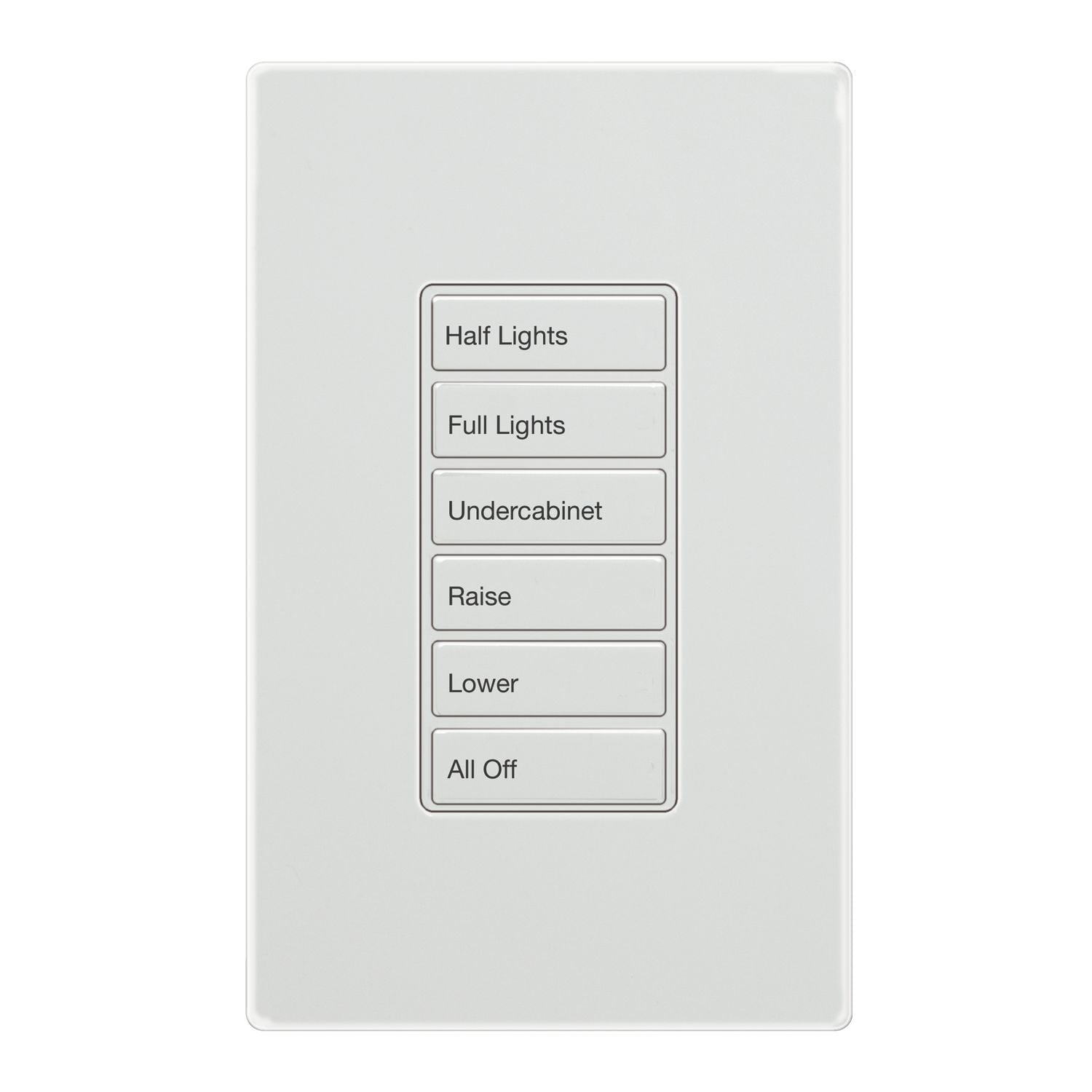 Zone Wallstation, 5 Small Button, Half Lights, Full Lights, Raise, Lower, All OFF (5TSB), White