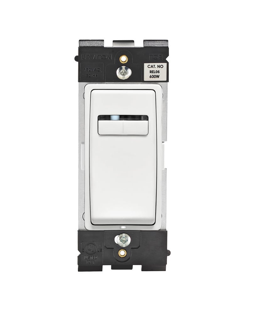  Renu Universal Dimmer for Single Pole. 3-Way or More Applications. 600W-120VAC Incandescent. 600VA-120VAC MLV and 300W-120VAC Dimmable LED and CFL. in White on White