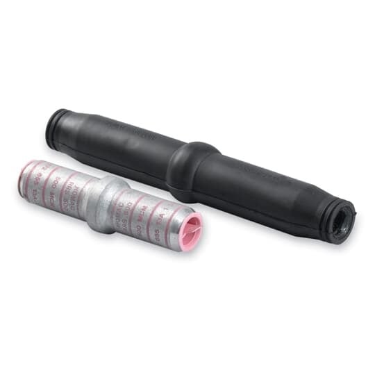 Aluminum Flood-Seal  Compression Splice Kits, wire range 4, connector length 2 inch,  insulator length 5-1/2 inch,  dies 1/2 (3), color code Orange.   For Aluminum Conductors Only.
