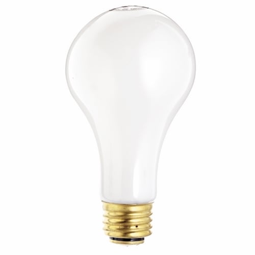 Incandescent 3-Way Lamp, Designation: 30/100A21/W, 120 V, 30/70/100 WTT, A21 Shape, E26 Medium Base, White, CC-2V/C-9 Filament, 2500 HR, 5-5/8 IN Length, 2-5/8 IN Diameter