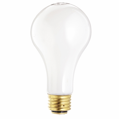 Incandescent 3-Way Lamp, Designation: 30/100A19/W Reduced Size, 120 V, 30/70/100 WTT, A19 Shape, E26 Medium Base, White, CC-8 Filament, 2500 HR, 4-1/8 IN Length, 2-3/8 IN Diameter