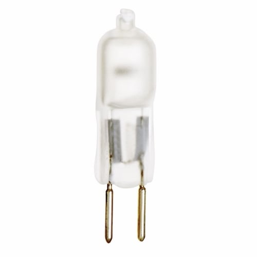 Halogen Bi Pin Lamp, Designation: 10T3/F, 12 V, 10 WTT, T3 Shape, G4 Bi Pin G4 Base, Frosted, C-6 Filament, 2000 HR, Lumens: 108 LM Initial, 1-1/4 IN Length, 3/8 IN Diameter