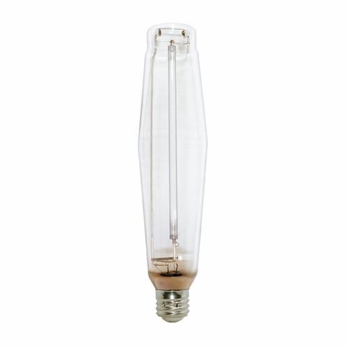 HID High Pressure Sodium Lamp, Designation: LU1000/ET25, 1000 WTT, ET25 Shape, E39 Mogul Base, Clear, 24000 HR, Lumens: 50000 LM Initial, 2100 DEG K Color Temperature, 22 CRI, 15-5/8 IN Length, 3-1/8 IN Diameter, Burn Position: Universal