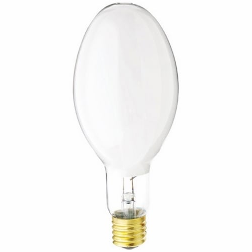 HID Mercury Vapor Lamp, Designation: H33GL-400DX, 400 WTT, ED37 Shape, E39 Mogul Base, Coated, 10000 HR, Lumens: 22600 LM Initial, 3900 DEG K Color Temperature, Cool White 50 CRI, 11-5/16 IN Length, 4-5/8 IN Diameter