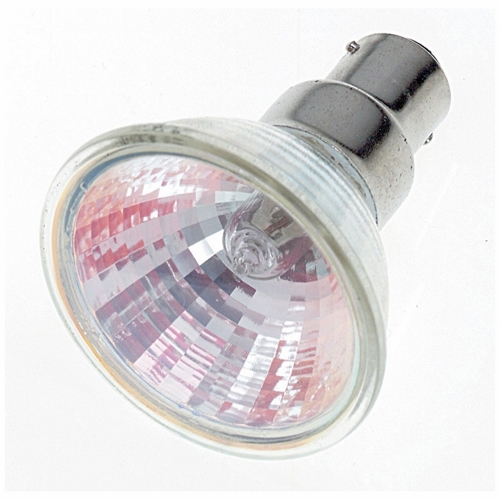 Halogen MR Lamp, Designation: 50MR16/DC/NSP, 12 V, 50 WTT, MR16 Shape, BA15d DC Bay Base, C-8 Filament, 2000 HR, 9 DEG Beam Angle, 1-7/8 IN Length, 2 IN Diameter, Lumens: 6500 CP Center Beam