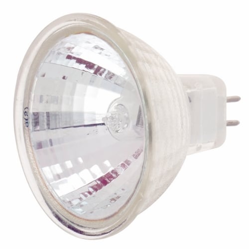 Halogen MR Lamp, Designation: 35MR11/NFL/C/24V, 24 V, 35 WTT, MR11 Shape, GZ4 Sub Minature 2 Pin Base, C-6 Filament, 2000 HR, 24 DEG Beam Angle, 1-1/4 IN Length, 1-3/8 IN Diameter, Lumens: 1250 CP Center Beam