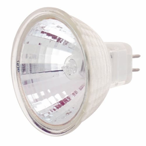 Halogen MR Lamp, Designation: 50MR16/FL/C/24V, 24 V, 50 WTT, MR16 Shape, GU5.3/GX5.3 Miniature 2 Pin Round Base, C-8 Filament, 2000 HR, 36 DEG Beam Angle, 1-7/8 IN Length, 2 IN Diameter, Lumens: 1845 CP Center Beam