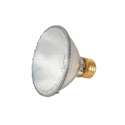 Halogen PAR Lamp, Designation: 60PAR30/HAL/XEN/WFL/120V, 120 V, 60 WTT, PAR30 Shape, E26 Medium Base, Clear, CC-8 Filament, 1500 HR, Lumens: 1090 LM Initial, 3000 DEG K Color Temperature, Warm White 50 DEG Beam Angle, 3-5/8 IN Length, 3-3/4 IN Diameter, Lumens: 1200 CP Center Beam