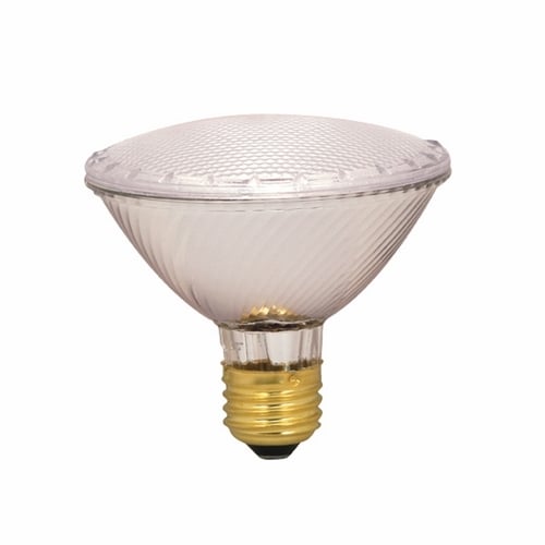 Halogen PAR Lamp, Designation: 39PAR30/HAL/XEN/NFL/130V, 130 V, 39 WTT, PAR30 Shape, E26 Medium Base, Clear, CC-8 Filament, 2000 HR, Lumens: 530 LM Initial, 2900 DEG K Color Temperature, Warm White 34 DEG Beam Angle, 3-5/8 IN Length, 3-3/4 IN Diameter, Lumens: 1100 CP Center Beam