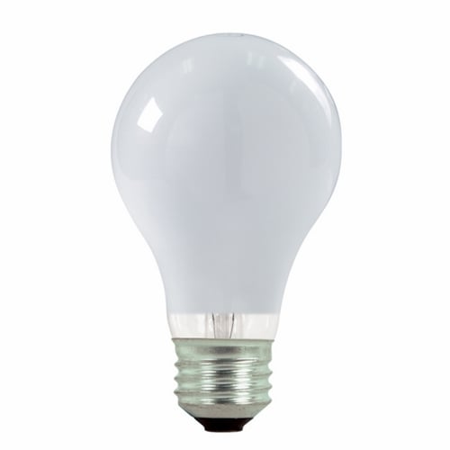 Halogen Type A, Designation: 43A19/HAL/ES/SW/120V 2PK, 120 V, 43 WTT, A19 Shape, E26 Medium Base, White, 1000 HR, Lumens: 750 LM Initial, 3000 DEG K Color Temperature, Warm White 4-7/16 IN Length, 2-3/8 IN Diameter