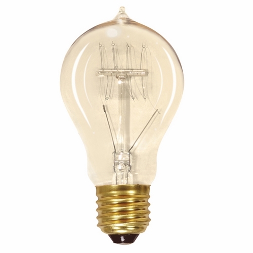 Incandescent Vintage Lamp, Designation: 25A19/CL/120V Vintage, 120 V, 25 WTT, A19 Shape, E26 Medium Base, Clear, Quad Loop Filament, 3000 HR, Lumens: 50 LM Initial, 4-1/2 IN Length, 2-3/8 IN Diameter