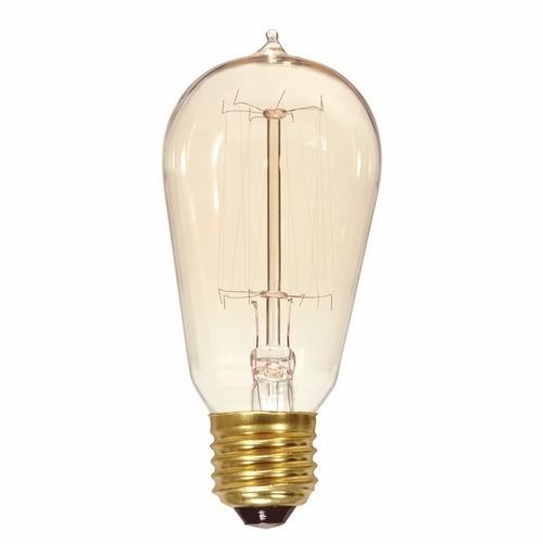 Incandescent Vintage Lamp, Designation: 60ST19/CL/15S/120V/Vintage, 120 V, 60 WTT, ST19 Shape, E26 Medium Base, Clear, Cage Style Filament, 3000 HR, Lumens: 240 LM Initial, 2700 DEG K Color Temperature, Warm White 100 CRI, 5-3/16 IN Length, 2-5/16 IN Diameter