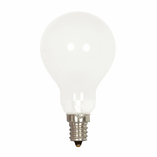 Incandescent General Service Lamp, Designation: 40A15/F/E12, 120 V, 40 WTT, A15 Shape, E12 Candelabra Base, Frosted, C-9 Filament, 1000 HR, Lumens: 420 LM Initial, 3-3/8 IN Length, 1-7/8 IN Diameter