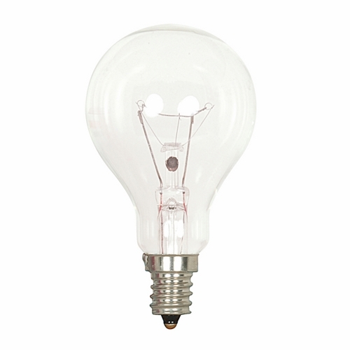 Incandescent General Service Lamp, Designation: 60A15/CL/E12S, 120 V, 60 WTT, A15 Shape, E12 Candelabra Base, Clear, C-9 Filament, 1000 HR, Lumens: 700 LM Initial, 3-3/8 IN Length, 1-7/8 IN Diameter
